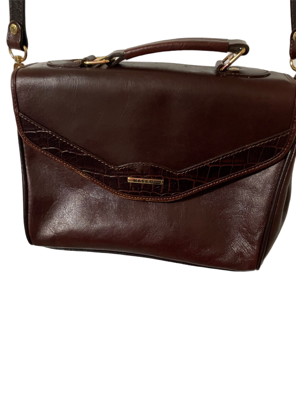 Vintage Maskof Made in Italy Dark Bugundy Leather Bag
